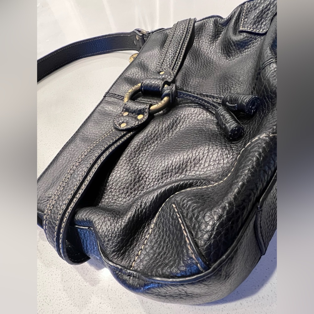 Leather Shoulder Bag with Buckle Detail